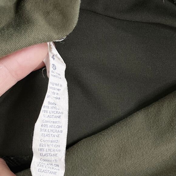 Lululemon Womens 4 Give Me Qi Crop Leggings Cyber Stripe Gator Green FullOn Luon - Picture 7 of 7